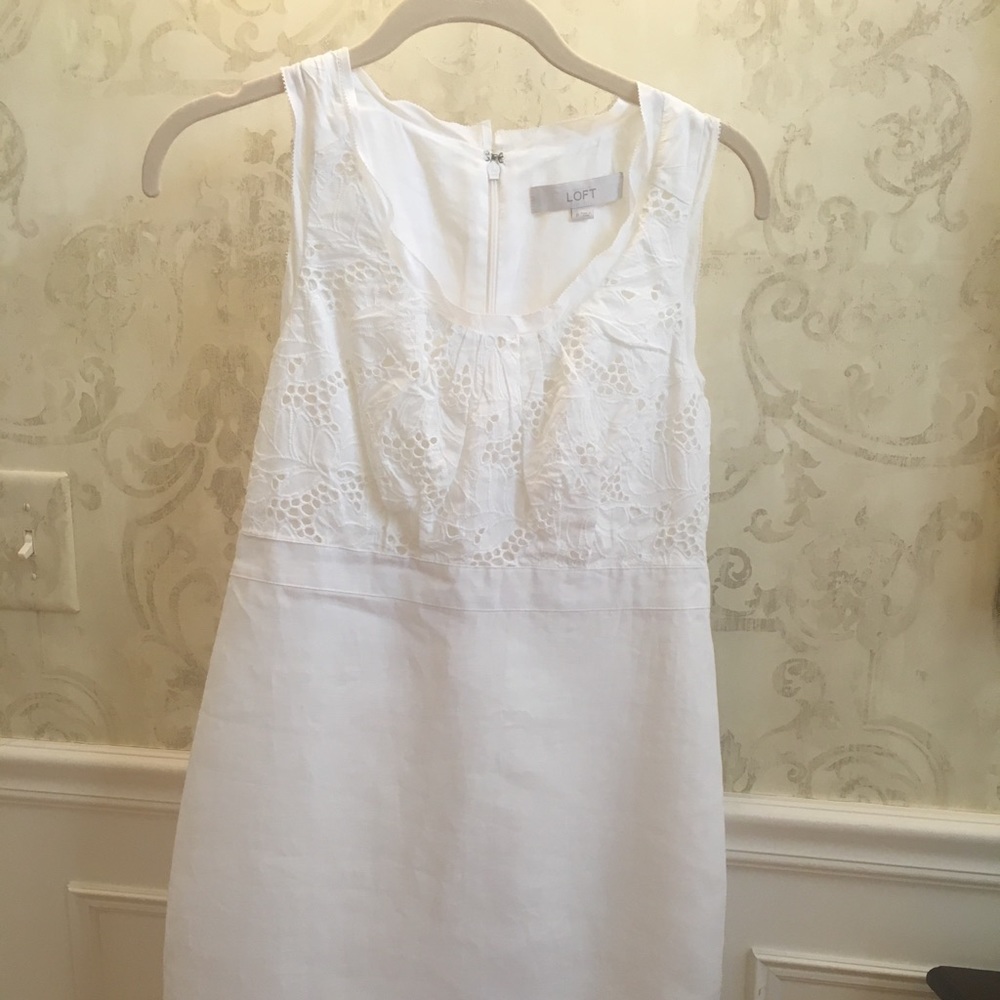 Ann Taylor Loft White Linen Dress